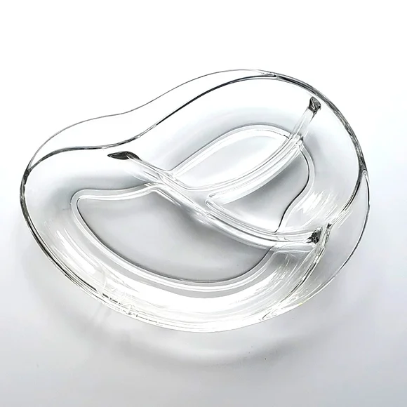 MCM Fostoria "Wheat" 3-part Clear Glossy Serving Dish - Picture 4 of 7